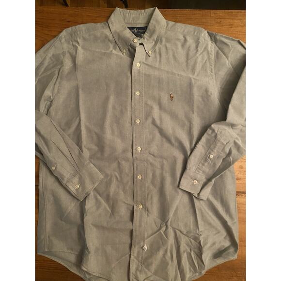 Ralph Lauren Button Down Blue Polo 15.5 (33) Logo Long Sleeve Yarmouth - Picture 1 of 9
